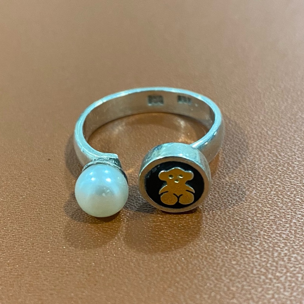 Tous ring - Silver + Gold filled accent bear